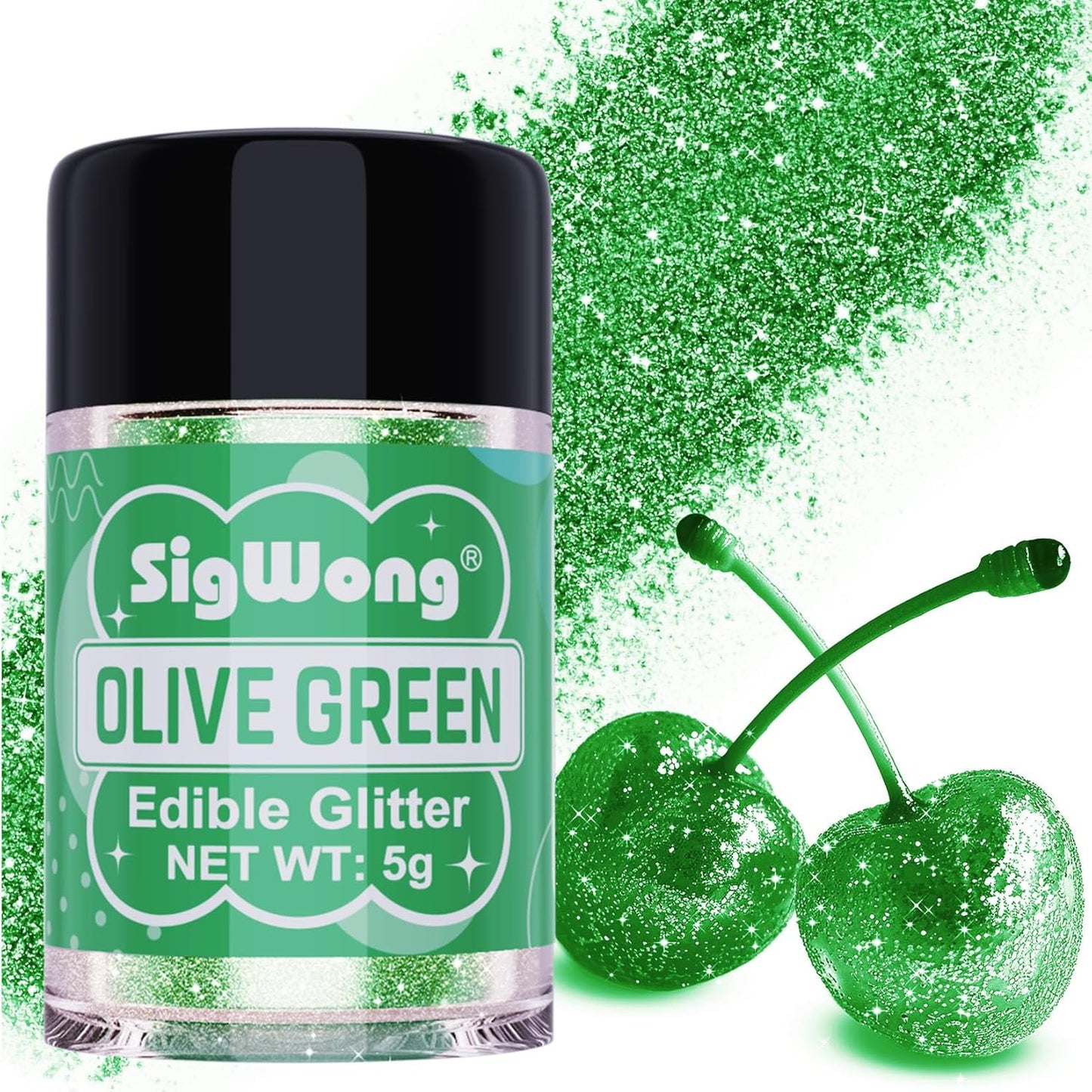 Olive Green Edible Glitter - 5g Food Grade Cake Decorating Shimmering Glitter, Edible Sprinkle Luste