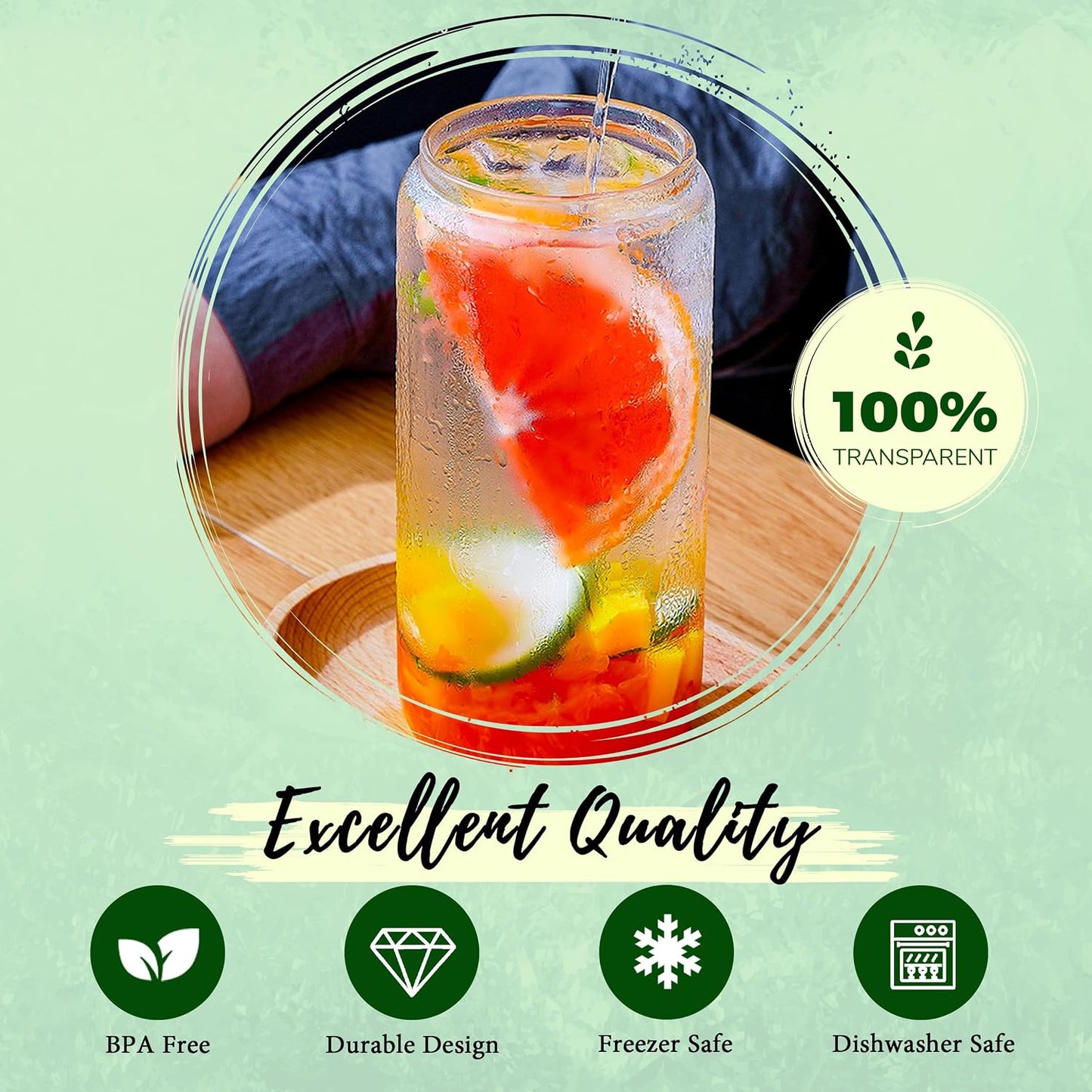 Joyclub 2pcs Glass Cups with Acrylic Lids and Straws 20 oz Drinking Glasses | Can-shaped glasses cute glass tumbler include 2 cleaning brushes, reusable iced coffee cup for party favors cafe shop gifting