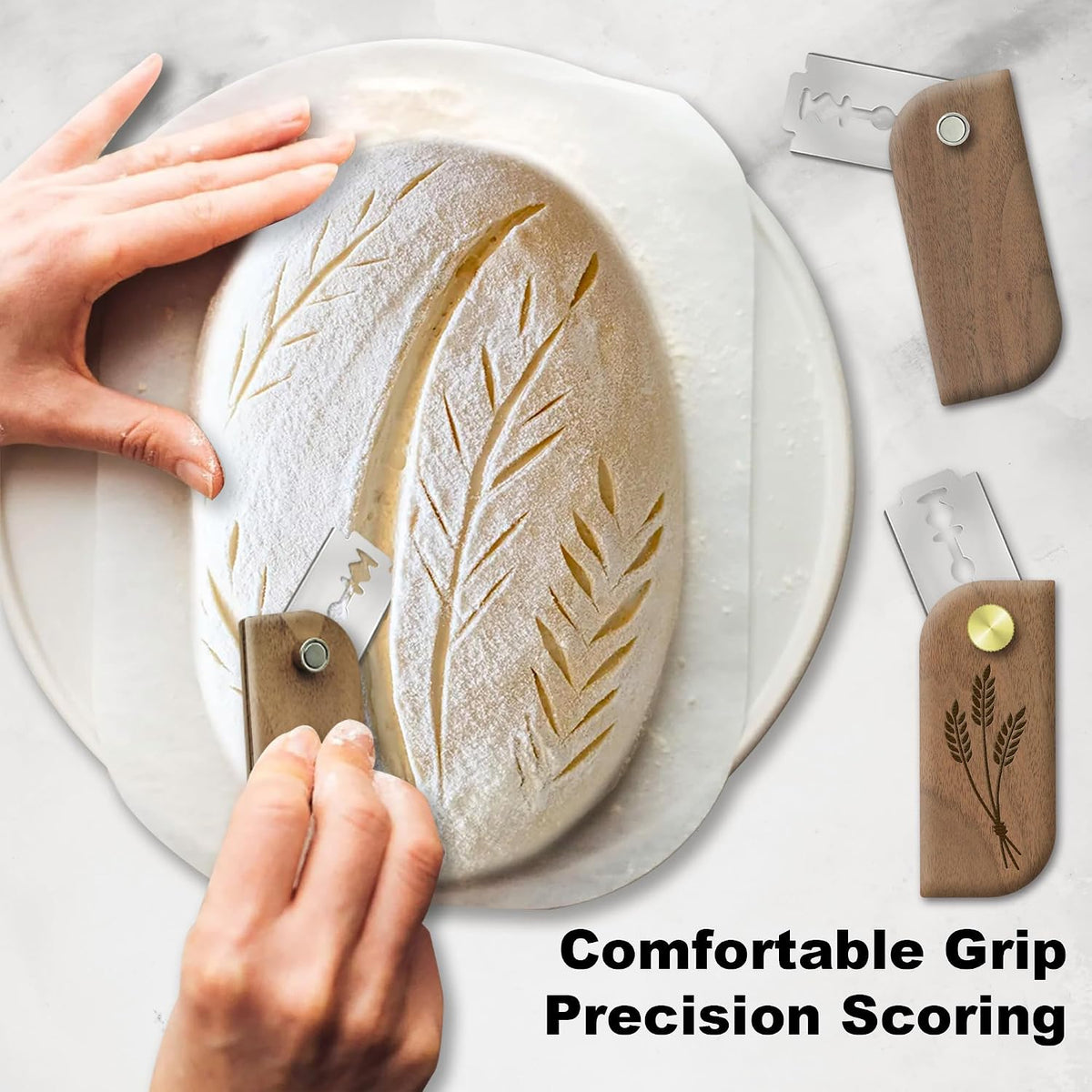 Magnetic Bread Lame Sourdough Scoring Tool Easy Scoring Knife for Bread Baking Scorer Cutter for Homemade Slashing with 10