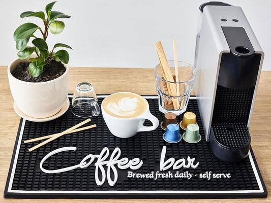 Coffee Bar Mat for Countertop, Large Barista Mat 18x12, Coffee Mat, Kitchen Decor and Accessories Coffee Bar Sign, Durable