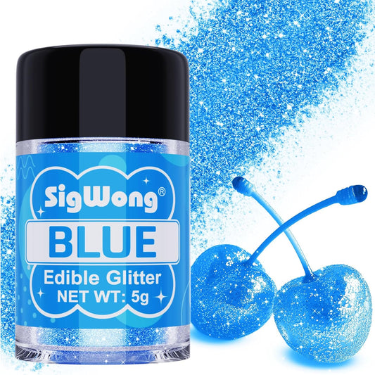 Blue Edible Glitter - 5g Food Grade Cake Decorating Shimmering Glitter, Edible Sprinkle Luster Dust for Drinks, Chocolates,