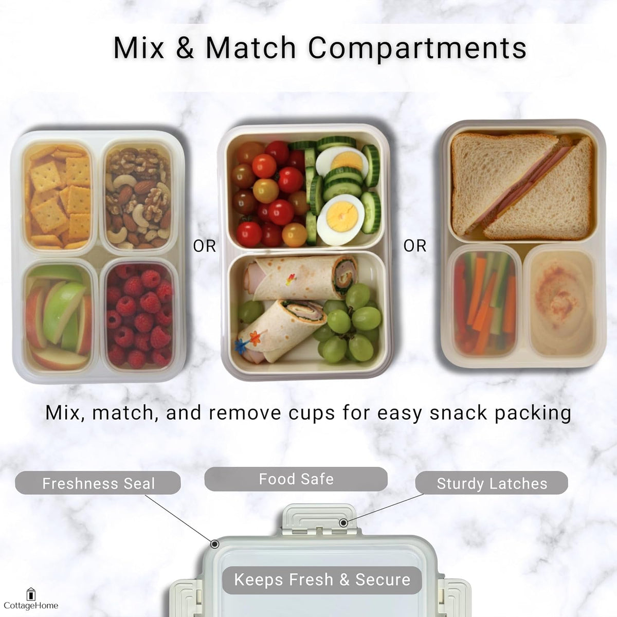 Mini Snackle Box Containers - 2-Pack Reusable Snack Containers - Dishwasher Safe - For Lunch, School, Meal Prep & Travel