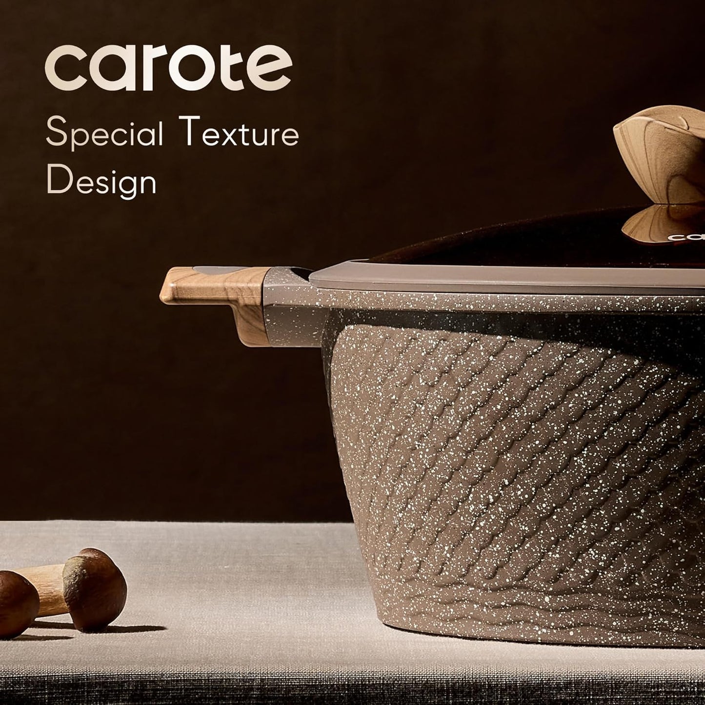 CAROTE 26pcs Pots and Pans Set, Nonstick Cookware Sets | Induction Kitchen Cooking Set, Special Texture Design, Ultra Du