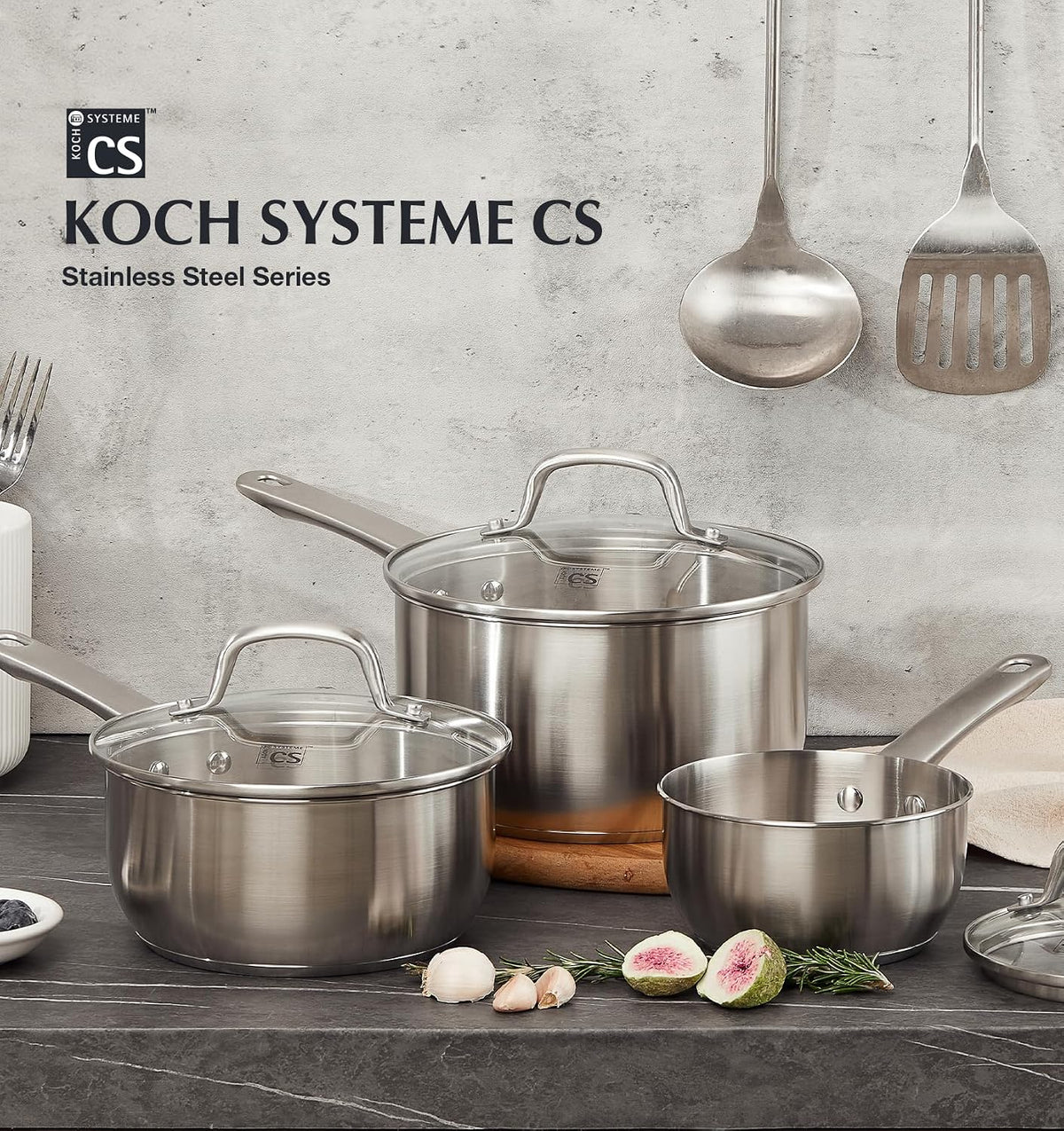 KOCH SYSTEME CS 1 Quart Stainless Steel Saucepan, 1 Quart Saucepan with Lid, Premium Steel Sauce Pan, Indutcion Sauce Pan with Lid, Small Sauce Pot, Stainless Steel Pot 1 QT, Oven Safe