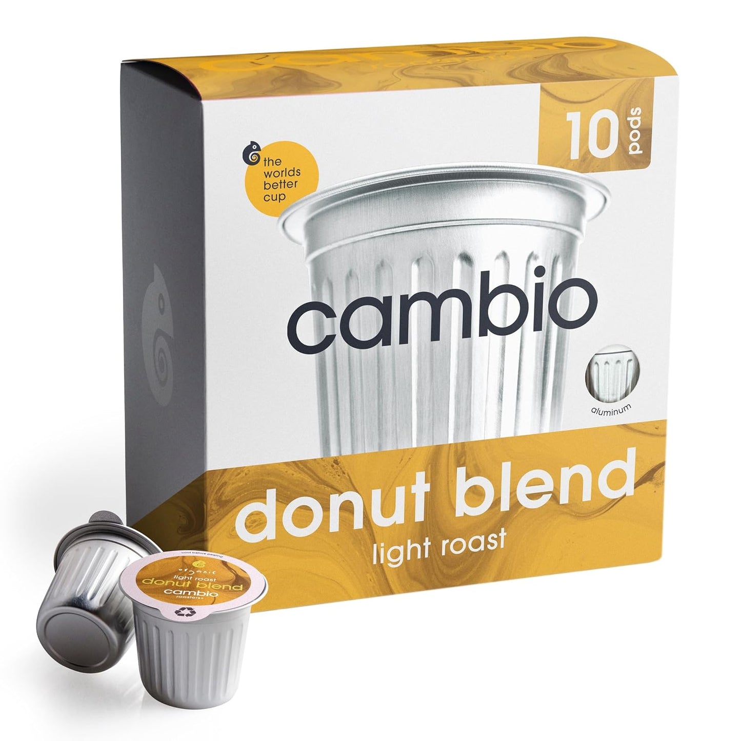 Cambio Roasters Light Roast Coffee Pods - Recyclable Aluminum Pods, 10ct | Donut Blend Light Roast Organic Coffee in Recyclable Aluminum Coffee Pods. Compatible with Keurig® Brewers.