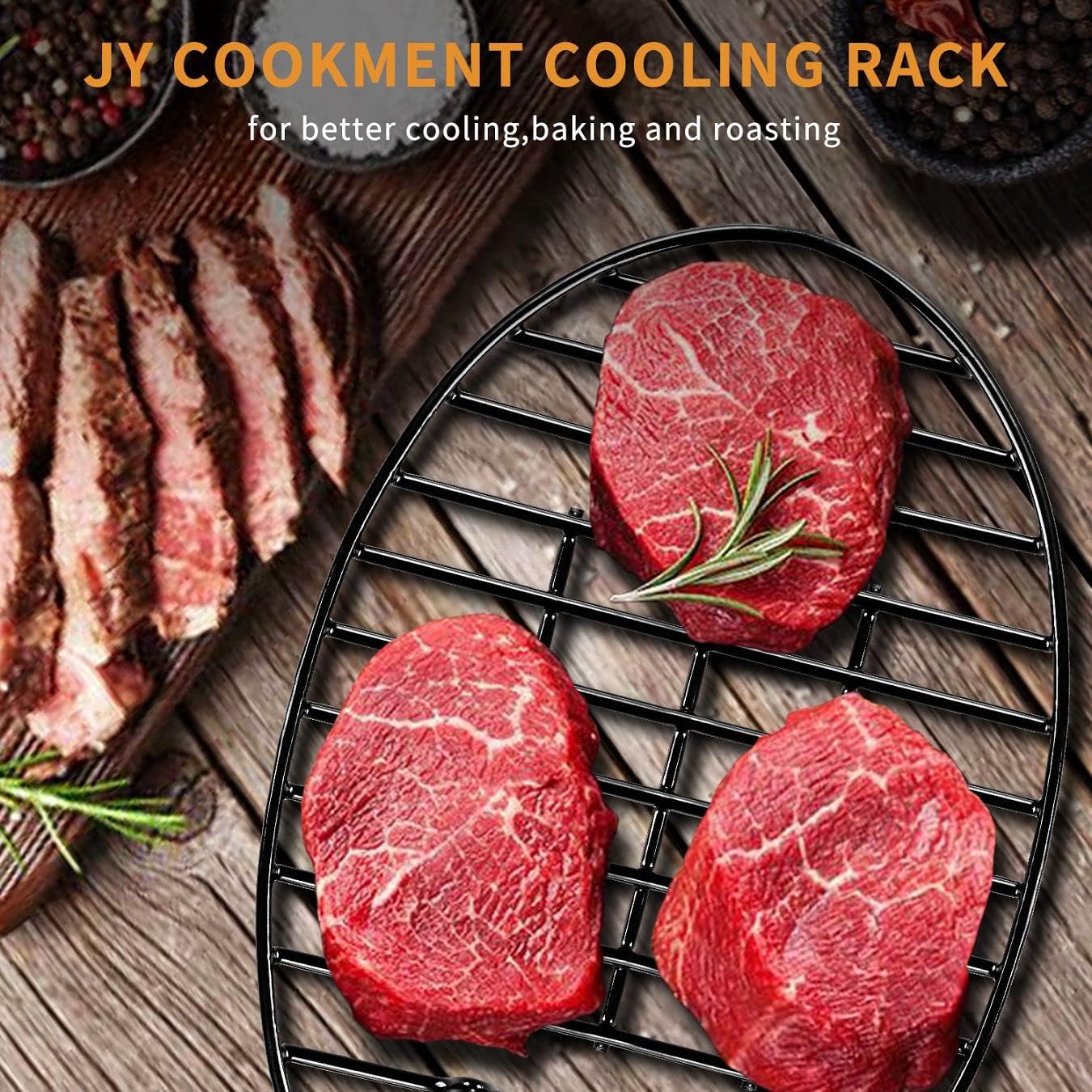 Roasting Rack with Integrated Feet, Cooling Drying Rack With Enameled Coating, PTFE Free, Great for Cooking, Roasting, Drying, Grilling, Dishwasher Safe (12.5"x8.5")