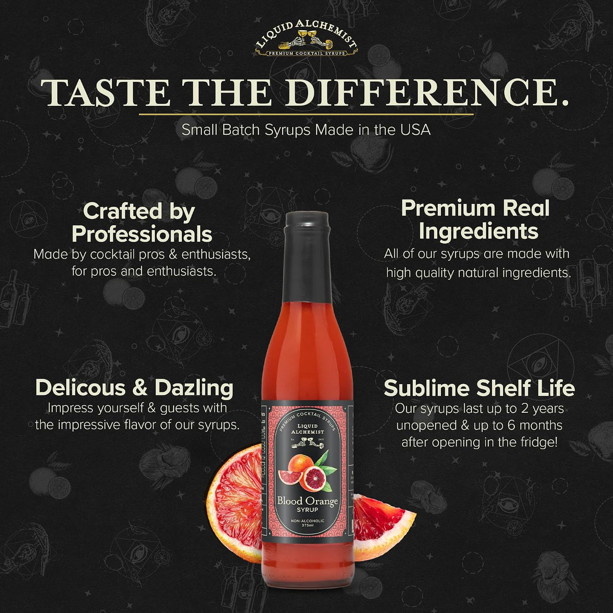 Liquid Alchemist Blood Orange Syrup for Drinks, Made with Real Ingredients | 12.7oz, 1 Pack