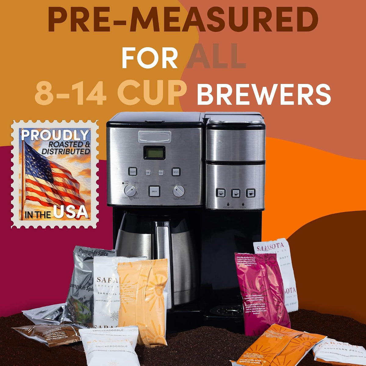 Coffee Gift Set Sampler – Flavored Ground Variety Pack | Medium Roast Low Acid Mold-Free Packets | Gourmet Pre-Measured 2oz Bags for 12 Cup Drip Makers, 12-Count – Sarasota
