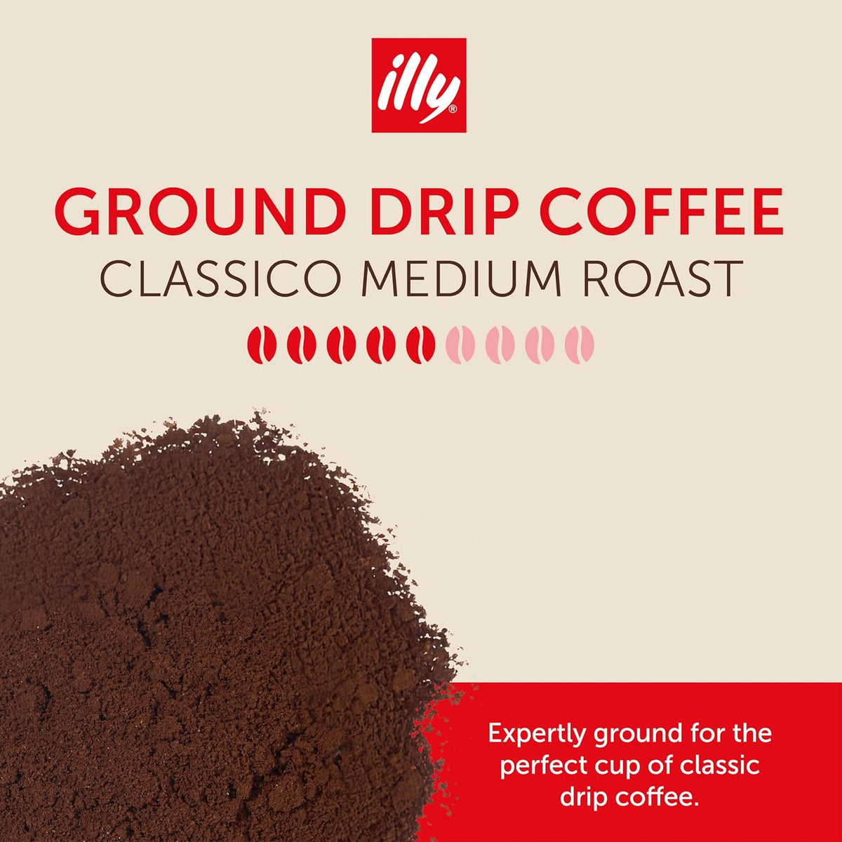 illy Ground Drip Coffee, Classico Medium Roast, 8.8 oz, 6 Pack | 100% Arabica, Premium Italian Coffee, Pre-Ground for Drip Brewers
