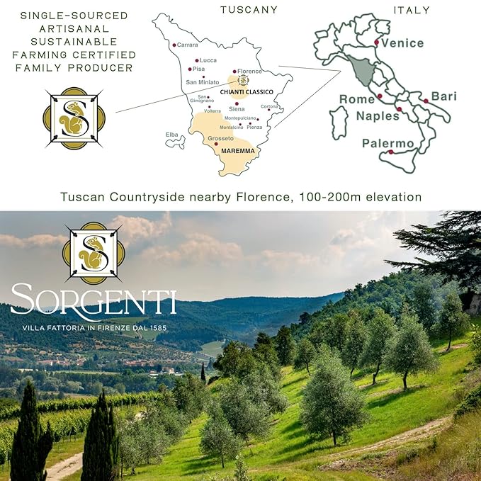 Laudemio Sorgenti, +650 mg/kg Tuscany Polyphenols Rich Extra Virgin Olive Oil, Fresh 2024-2025 Early Harvest, 2025 NYIOOC Gold Award, Frantoio Monovarietal, Lab Tested, No Pesticides, 16.9 fl oz