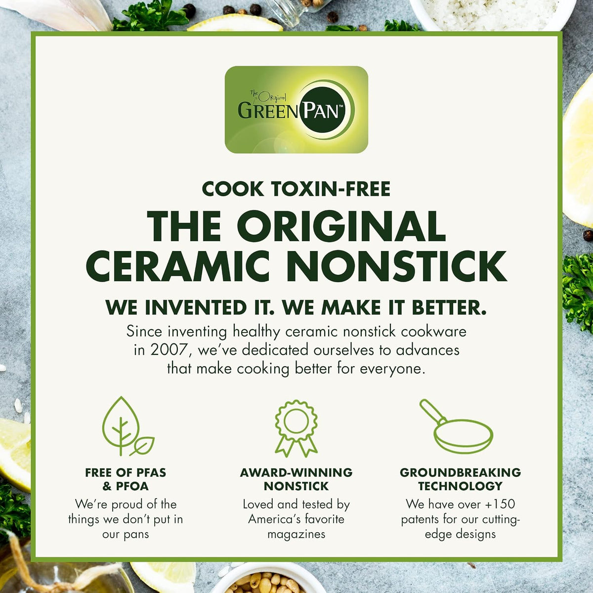 GreenPan Treviso 9.5” and 11” Frying Pan skillet Set, Non-Toxic PFAS-Free Stainless Steel Ceramic Nonstick Coating, Induction Suitable, Multi Clad, Pouring Rims, Dishwasher & Oven Safe to 600°