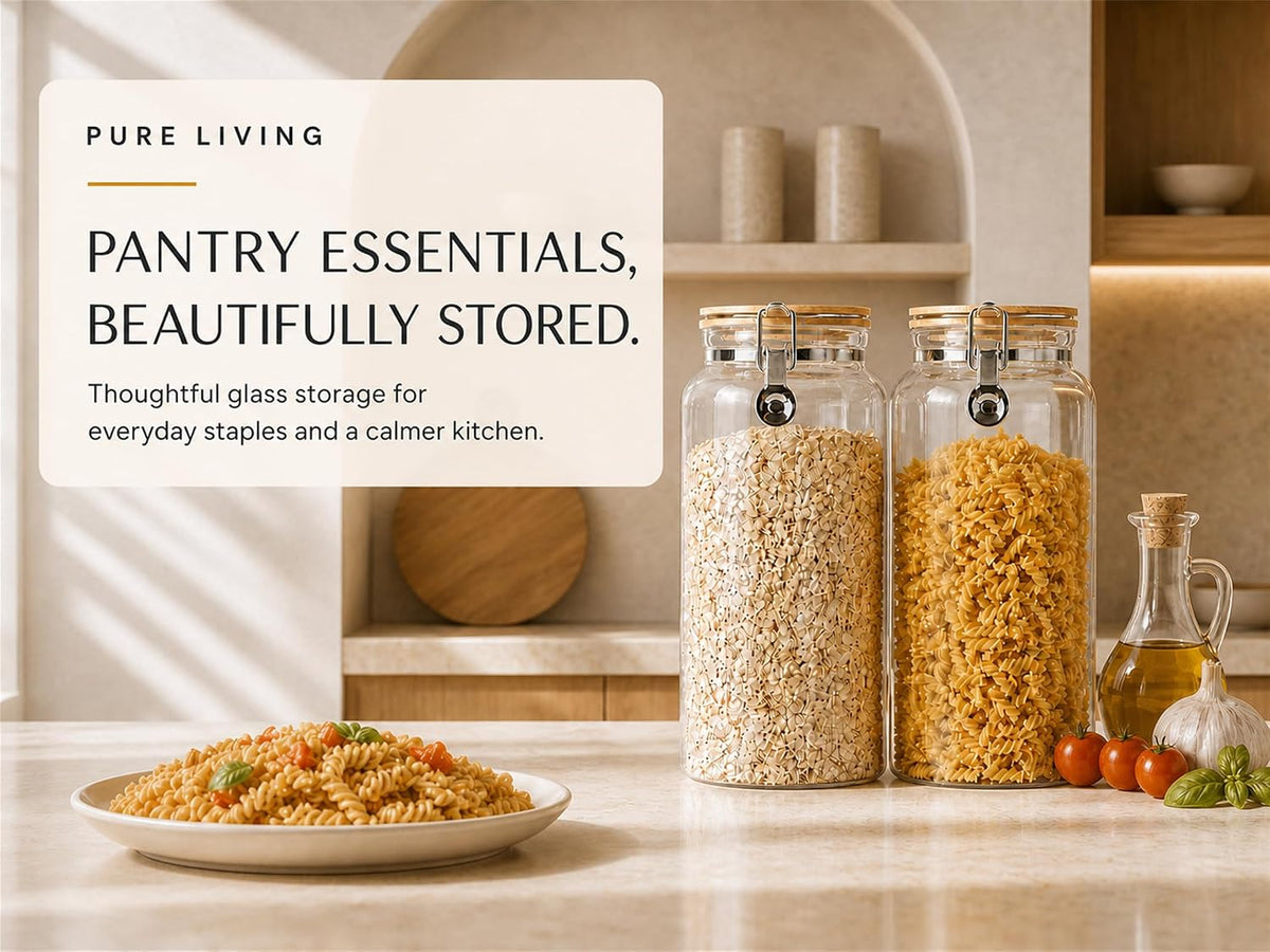 KKC HOME ACCENTS 95oz Glass Jars with Airtight Wooden Lid, 2 Pack