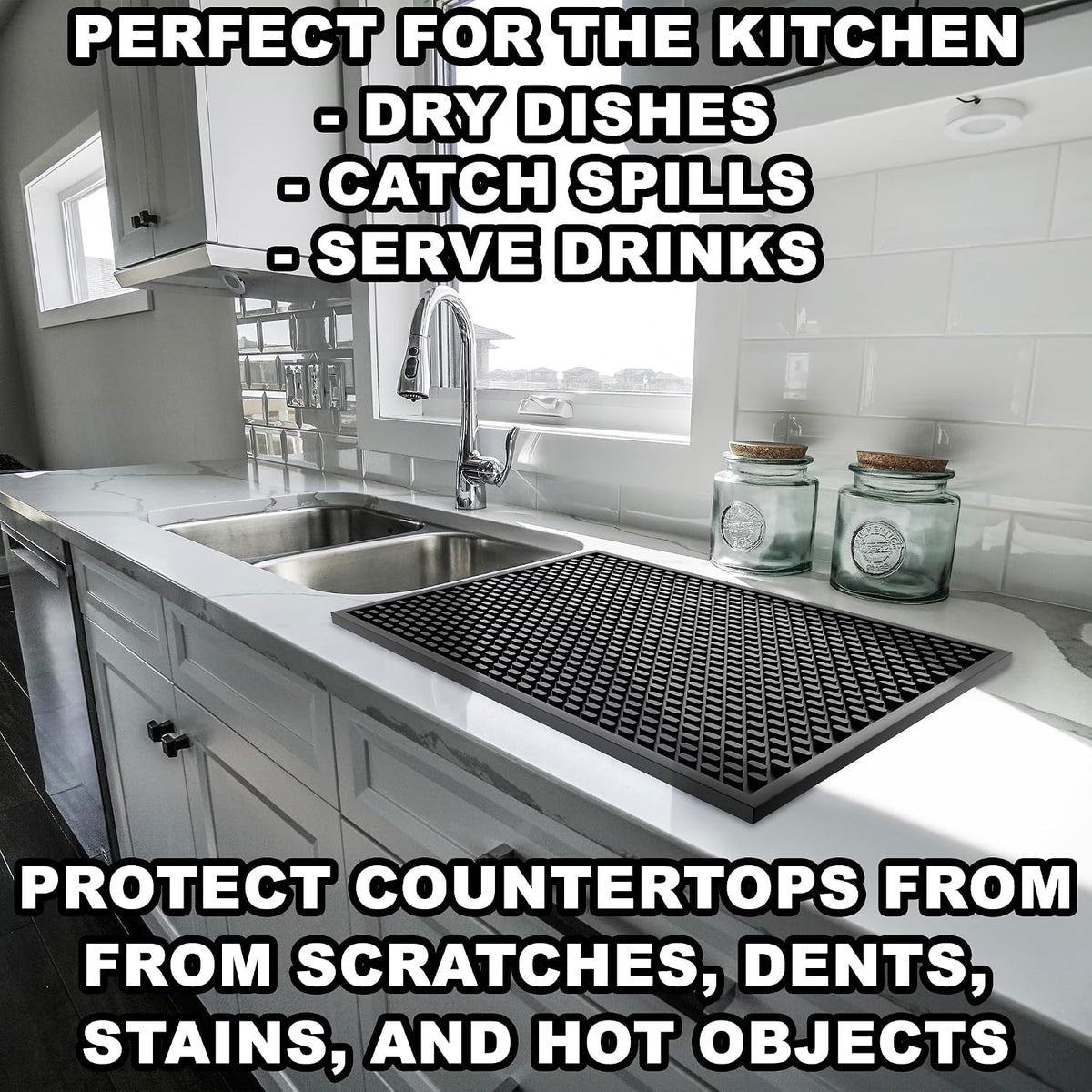 AXIESO Bar Mat 18 x 12 in - Silicone Coffee Bar Mats for Countertop