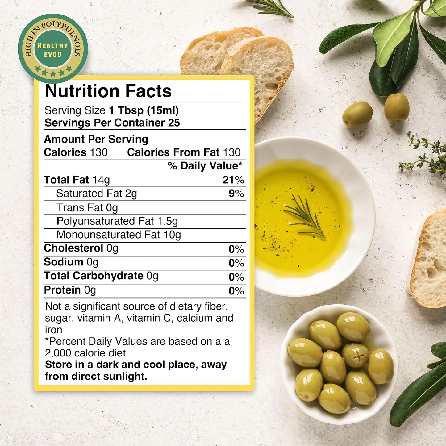 M.G. Pappas Extra Virgin Olive Oil, High Polyphenol EVOO - Cold Pressed &amp; Unfiltered Greek Olive Oil - Over 500mg/kg Polyphenols with High Hydroxytyrosol - Award-Winning Organic Quality - 12.7oz (375ml) Bottle