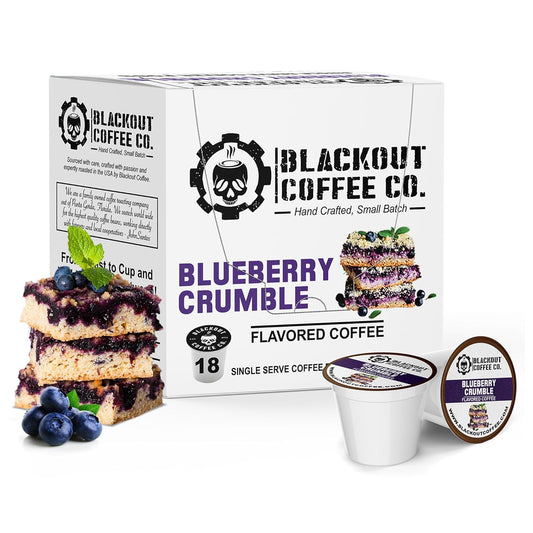 Blackout Coffee Blueberry Crumble Flavored Pods, Freshly Roasted in the USA - K-Cup Compatible Single-Serve Coffee Pods (18