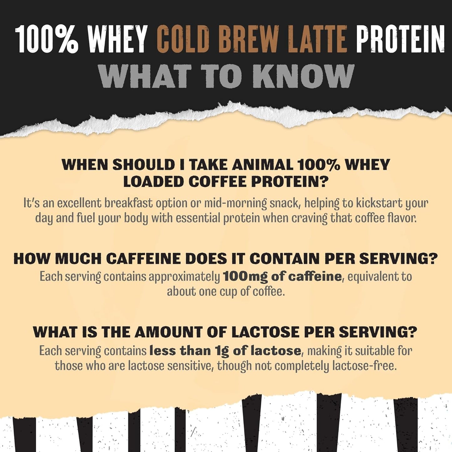 Animal 100% Whey Protein Powder, 20G High Protein | Cold Brew Coffee 1LB | Real Coffee Blend with 100mg Caffeine | Build Muscle &amp; Recover Faster | Low Carb, Low Sugar, Great Taste | Pre &amp; Post Workout