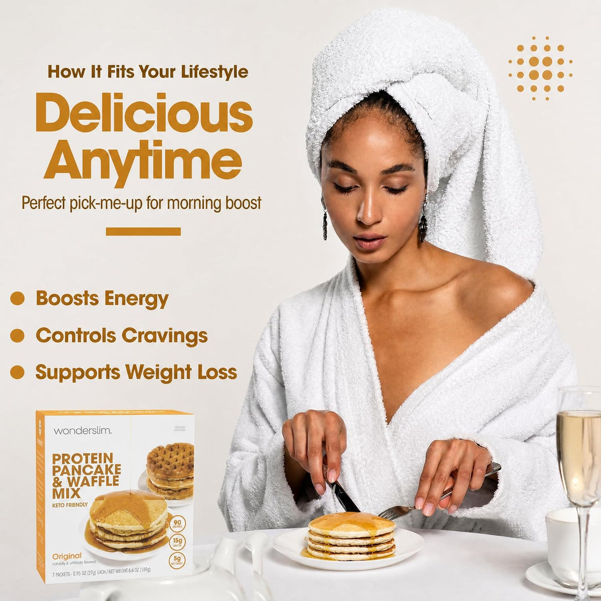 Wonderslim Protein Pancake &amp; Waffle Mix, Low Calorie, 7ct (Original Flavor)