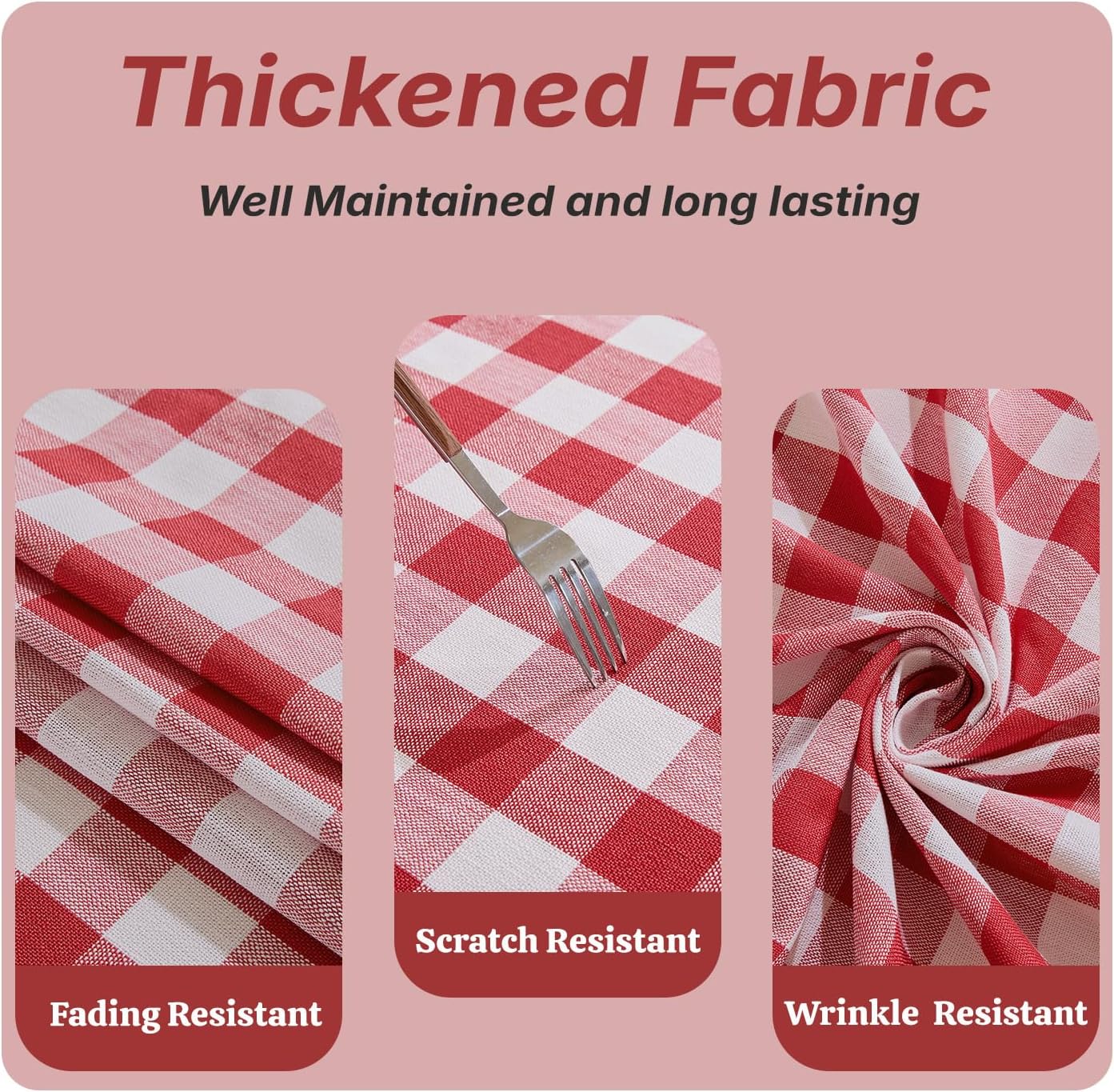 JIALE Gingham Tablecloth Square Cotton Linen Fabric Checkered Table Cloth with Tassel Washable Wrinkle Free Buffalo Plai