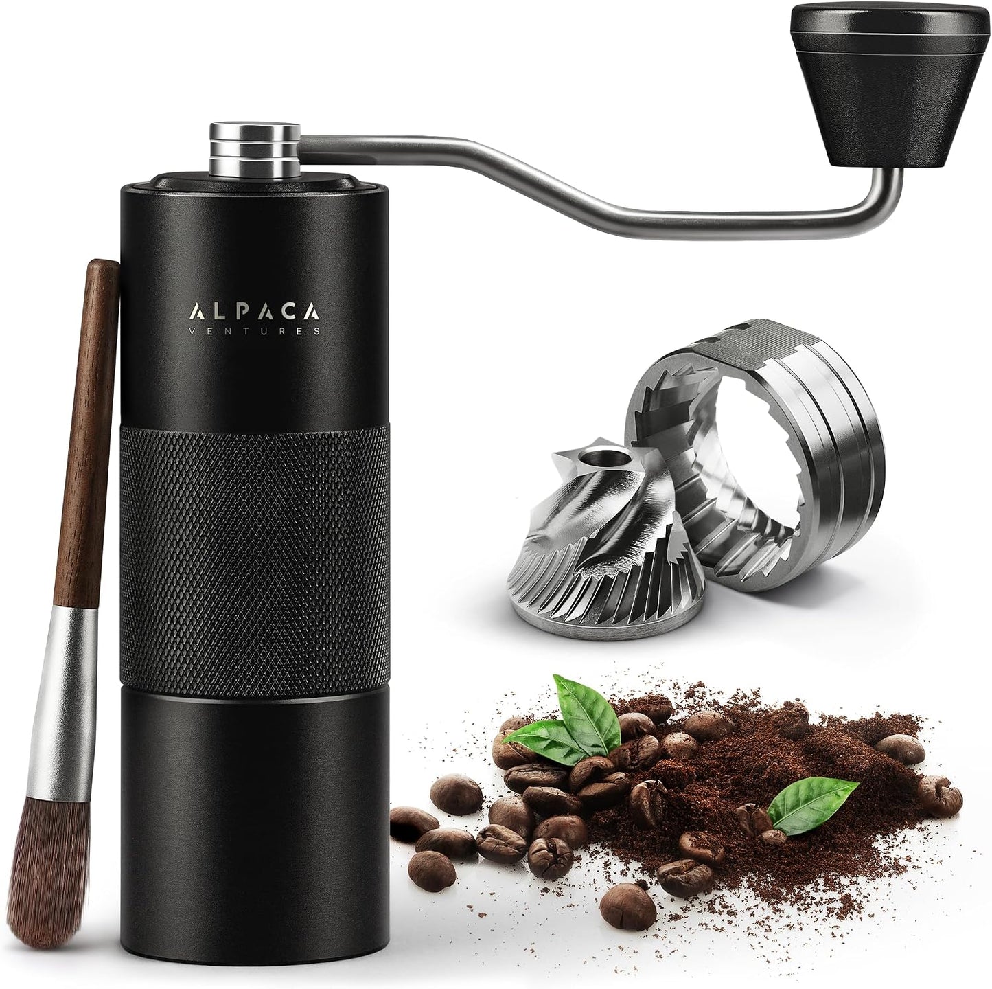 Premium Manual Coffee Grinder for Espresso, Pour Over &amp; French Press with Stainless Steel Conical Burr, Precision Adjustable Hand Grinder, Compact Travel Size - by Alpaca Ventures