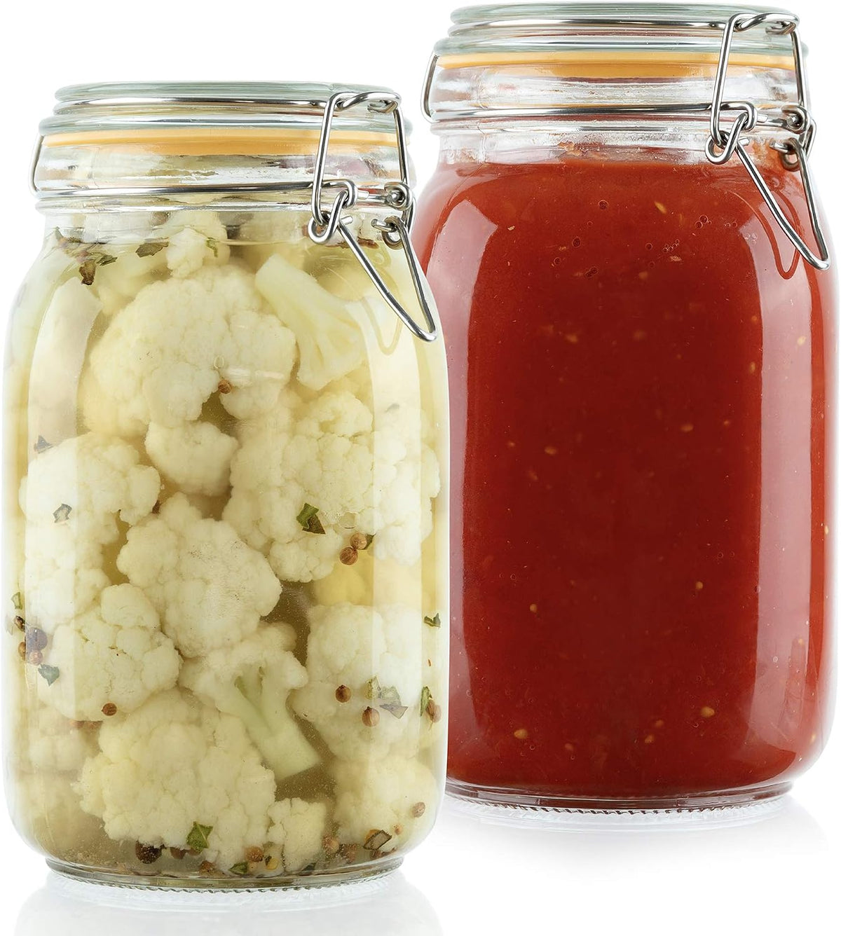 Galashield Glass Jars with Lids 50 oz Food Storage Jars with Airtight Lids Leak Proof Glass Canisters Kitchen Jars [Set of 2]