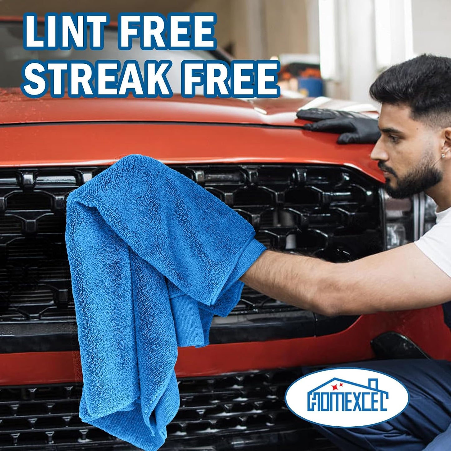 HOMEXCEL Professional Large Microfiber Car Drying Towels 2 Pack, 31" x 24"