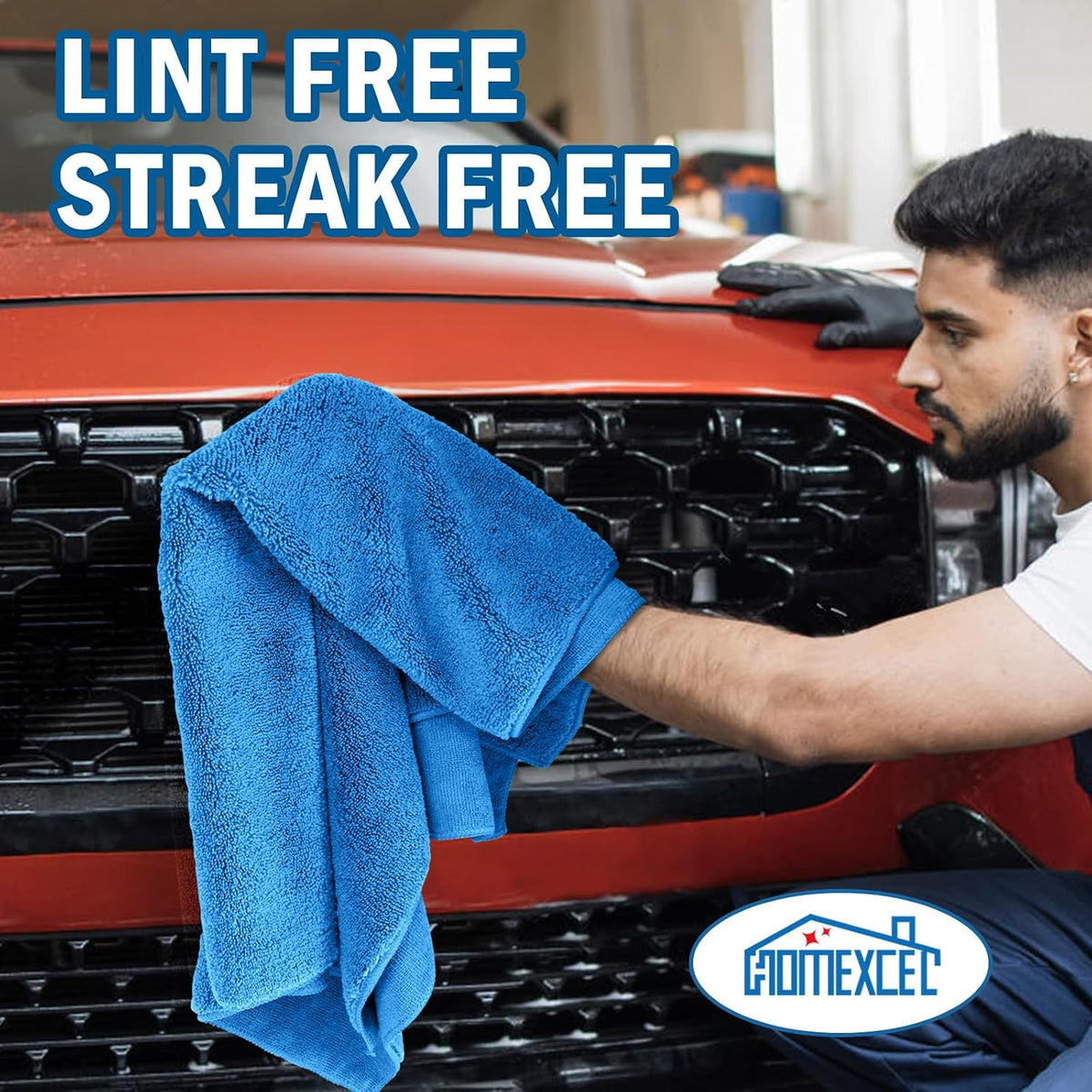 HOMEXCEL Professional Large Microfiber Car Drying Towels 4 Pack, 31" x 24"
