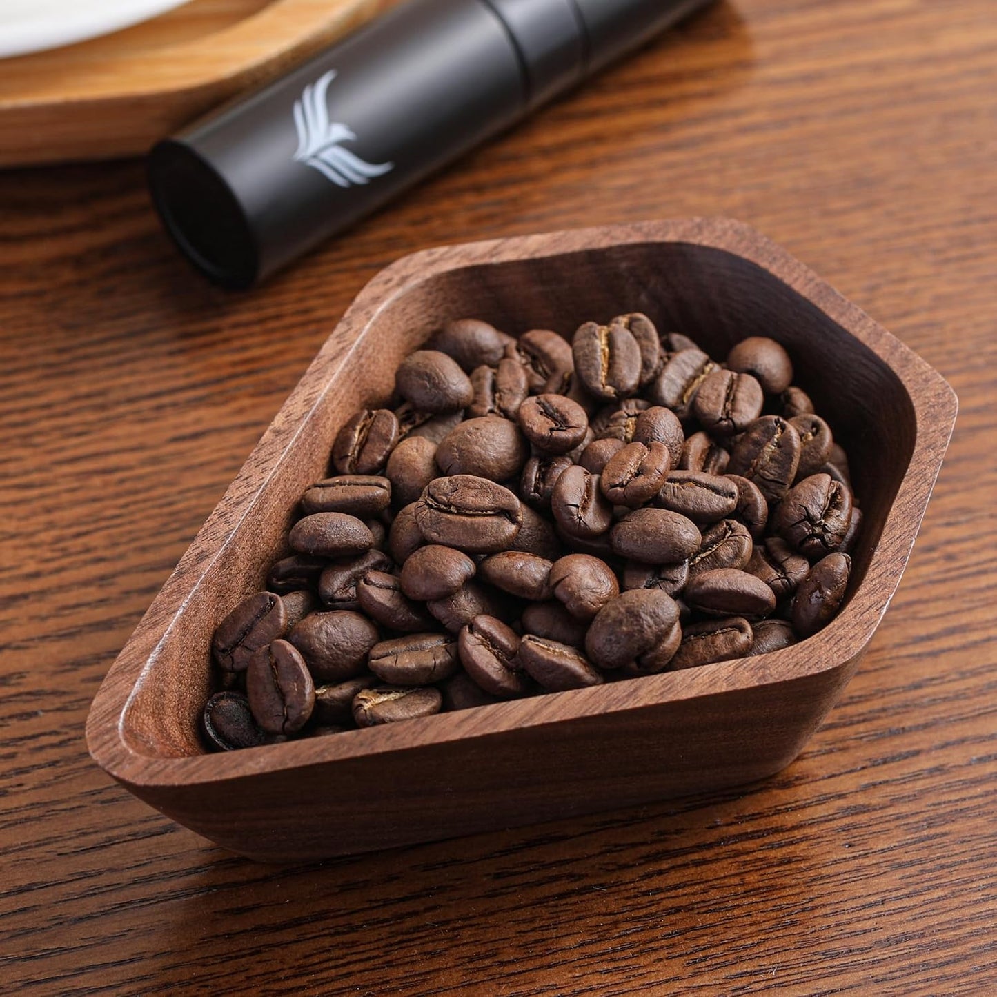 Walnut Coffee Bean Dosing Cup and RDT Spray Bottle, Wooden Espresso Dosing Vessel for Single Dose Measuring, Coffee Bean Spritzer, 30g Capacity, Barista Accessories