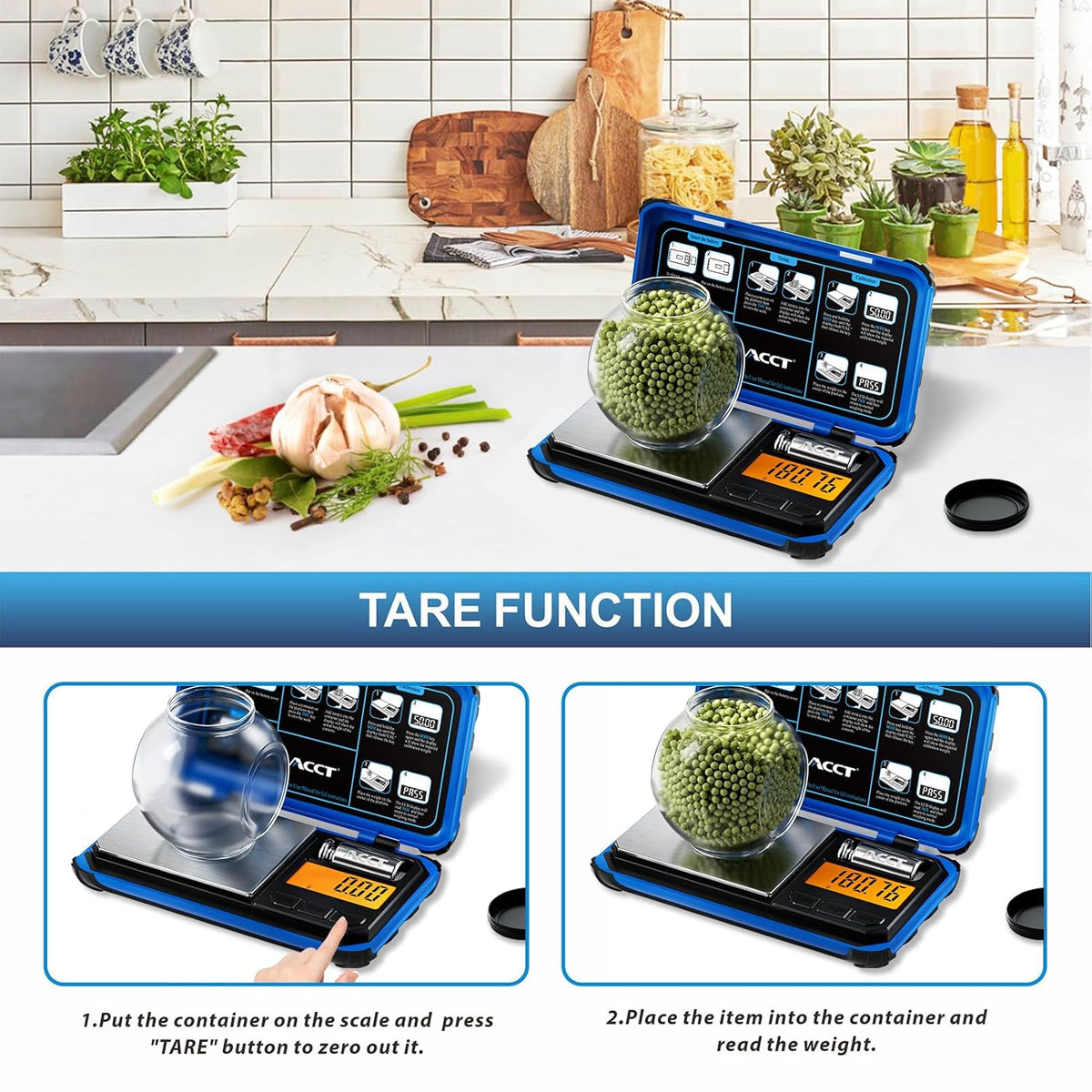 Precision Pocket Scale, 200gx0.01g Jewelry gram Scale, Digital Food Scale with LCD Display, one-Click Conversion 6 Units, Mini Scale for Kitchen/Powder/Coffee/Coins(Battery Included)
