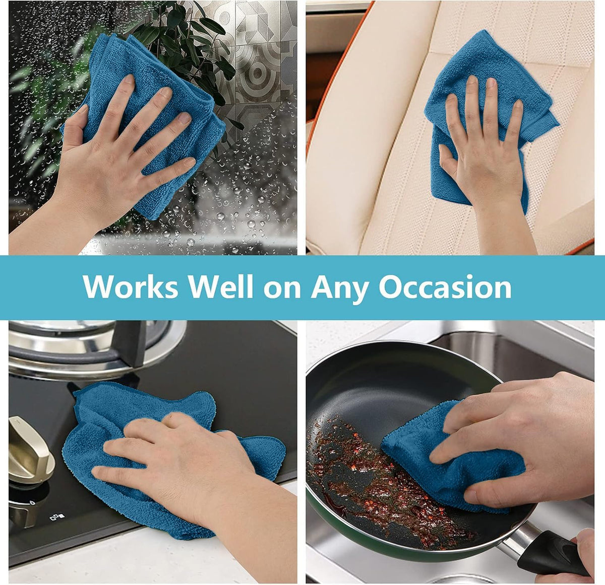 HOMEXCEL 50PK Microfiber Cleaning Cloth, Cleaning Rag for Home, 11.5x11.5in