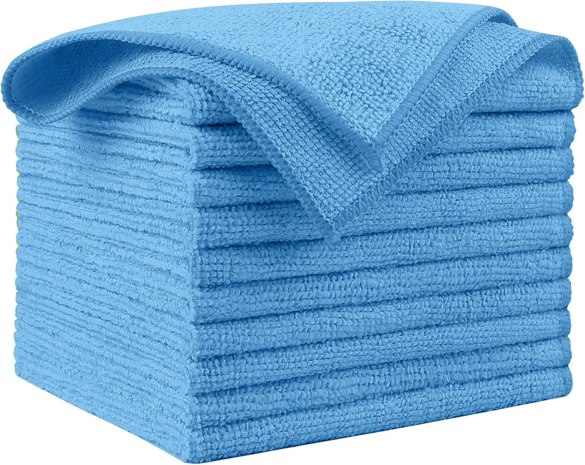 AIDEA Microfiber Cleaning Cloth Blue 10PK, Cleaning Rags 12×12"