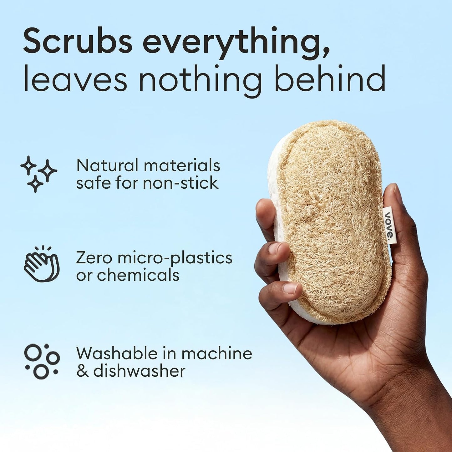 Vove Scrub Sponges 8 Pack, Natural Loofah and Cellulose with Cotton