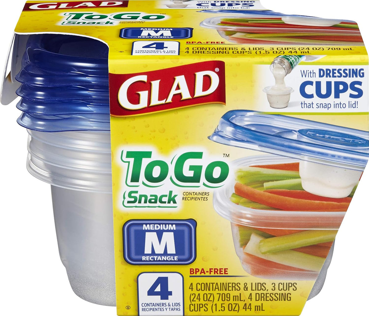 Glad GladWare To-Go Medium Rectangle Snack Containers
