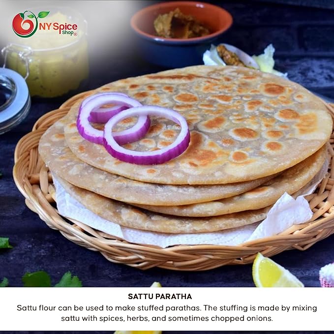 NY SPICE SHOP Sattu Flour - Chana Sattu Powder - Healthy Drink with Roasted Gram Flour - Atta with High Fiber - Sattu Drink Powder Pure & Tasty Refined Fibrous – 3 Pound