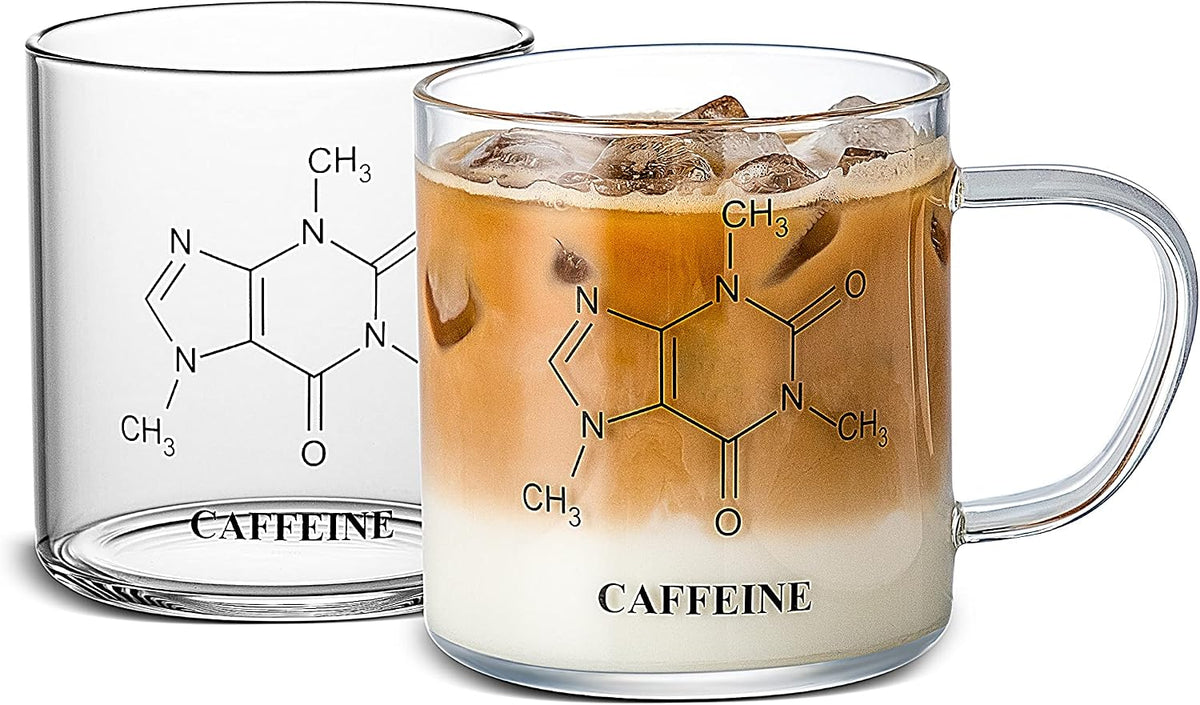 LUXU Glass Coffee Mugs, 14 oz Ice coffee cups,Clear Tea Cups Set of 2 | Everyday Drinkware,Water Glass,Glass Drink Tumblers,Bar Glassware,Borosilicate Glass Mugs with Handle for Hot/Cold Beverages