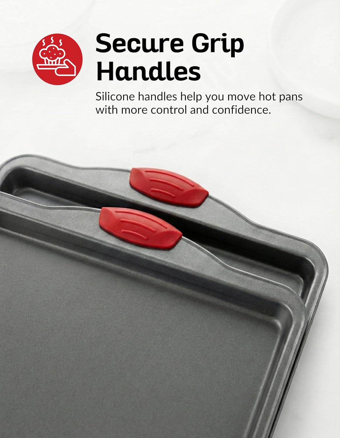 Nonstick Baking Sheet Pan Heavy-Gauge Carbon Steel, Warp, Dent, and Rust-Resistant Gourmet Rimmed Half Cookie Sheet Tray, Non-Toxic for Exceptional Baking Performance - 15x10 Inch