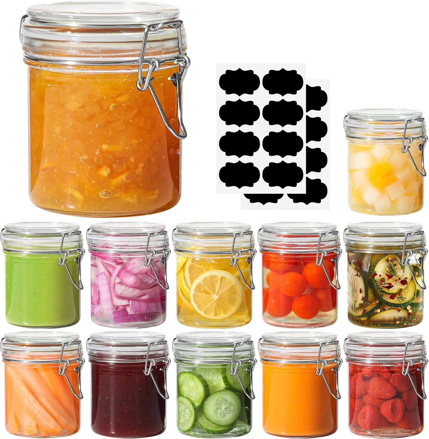 ComSaf Small 8 oz Glass Jars with Airtight Lids 12 Pack Jam Pantry