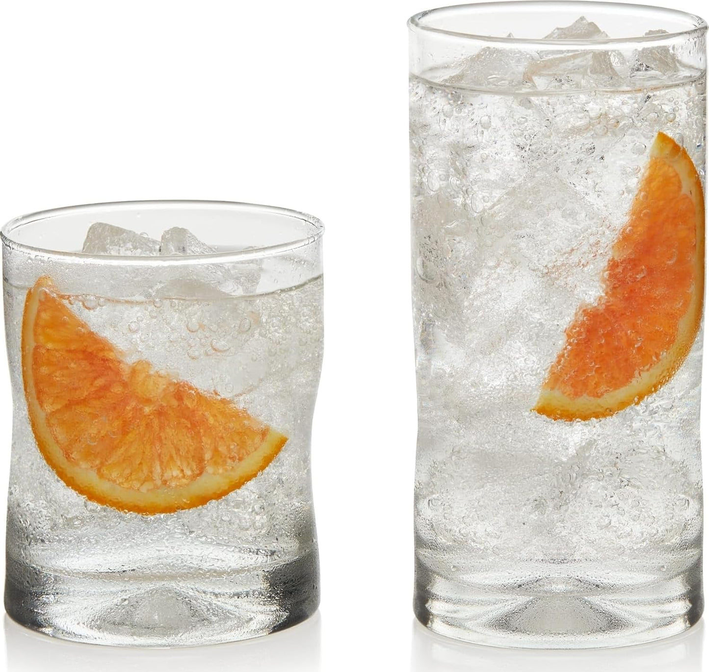 Libbey Impressions 16-Piece Tumbler and Rocks Clear Drinking Glasses, 8 16.7oz &amp; 8 12oz Double Old-Fashioned Glass Drinking Cups Set