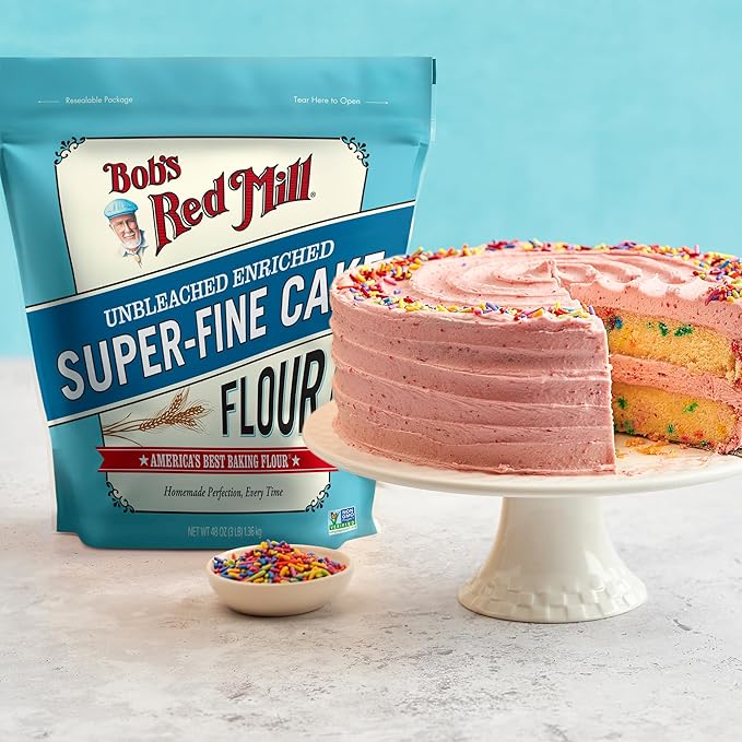 Bob’s Red Mill Cake Flour - 3 lb Bag (Case of 4), Finely Milled, Lower Protein, Non-GMO, Kosher