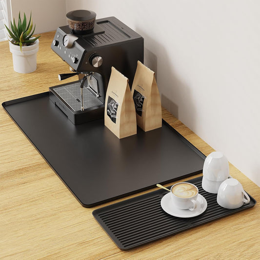 2-in-1 Coffee Mat & Dish Drying Mat Coffee Bar Mats for Countertop Coffees Matt for Counter Silicone Coffees Espresso