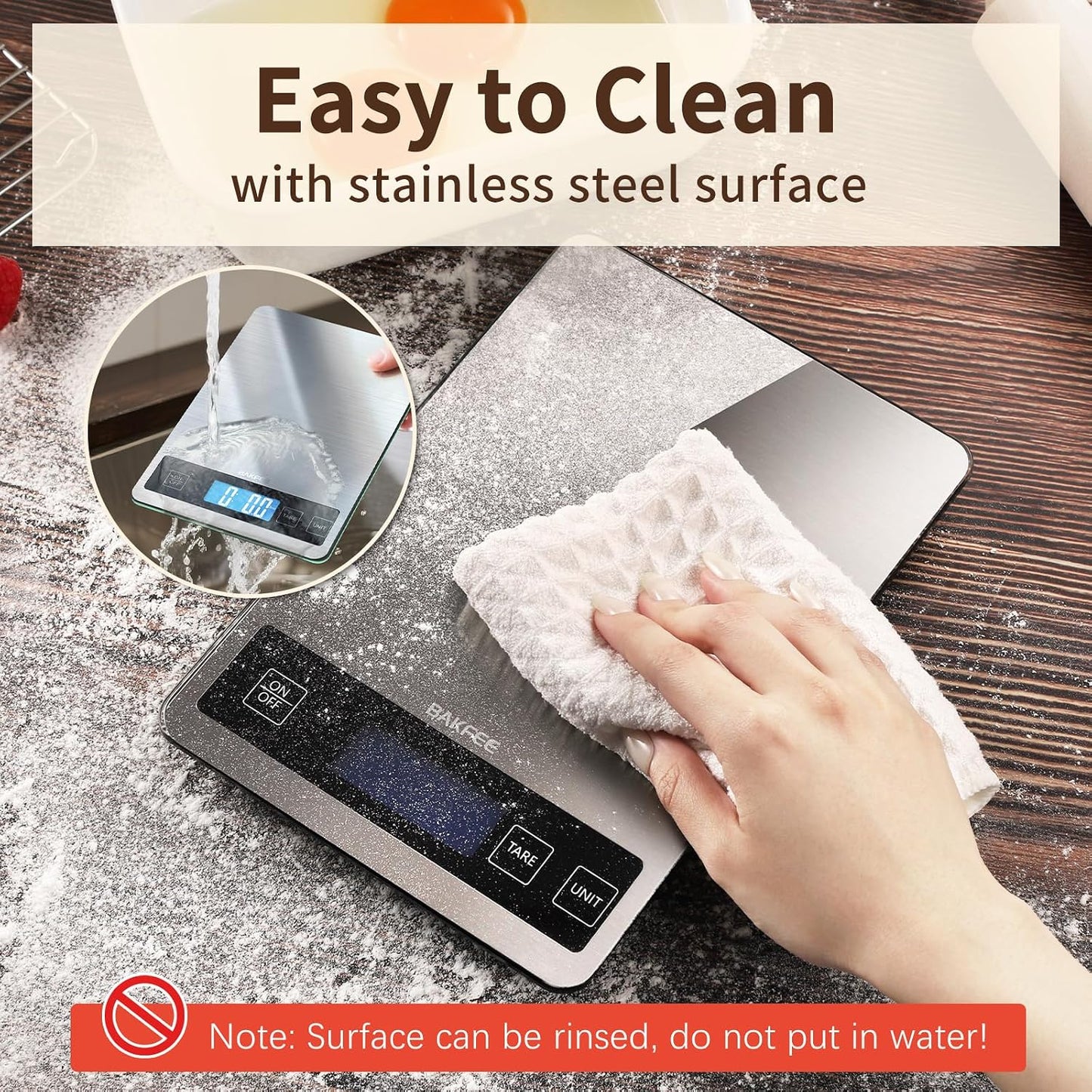 Food Scale, 33lb Kitchen Scale with 1g Precision, for Cooking, Black | Premium Stainless Steel &amp; Tempered Glass, Splash-Resistant Sturdy Surface, 5 Units, Tare, Baking &amp; Meal Prep