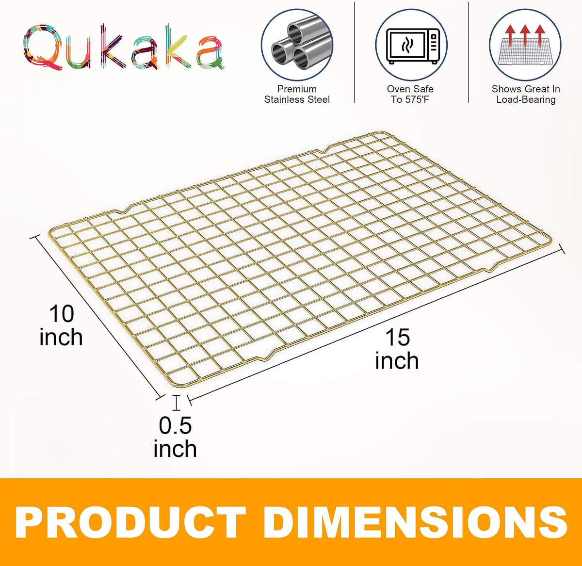 2 PCS Cooling Racks for Cooking and Baking, 10" x 15", Gold