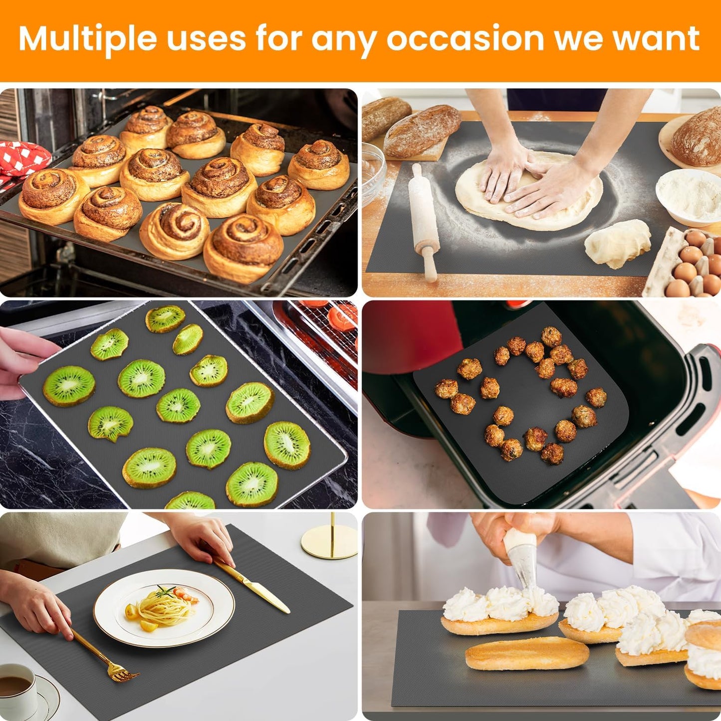 Silicone Baking Mat Roll -Reusable &amp; Best German Silicone Mat Roll-Heat Resistant Freeze Dryer Mat Non Stick Pastry Mat Dough Rolling Mat, Non Slip Countertop Protector Mat, Cut to Size Silicone Mat