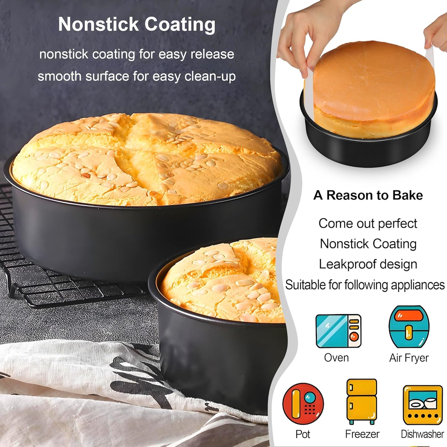 AWTBDP 6 Inch Cake Pans,3PCS Smash Cake Pans with 100PCS Parchment Paper | No-Stick Round Small Cake Pans Set for Baking Layer Cakes, Sturdy Baking Pan Set for Christmas Birthday, Dishwasher Safe