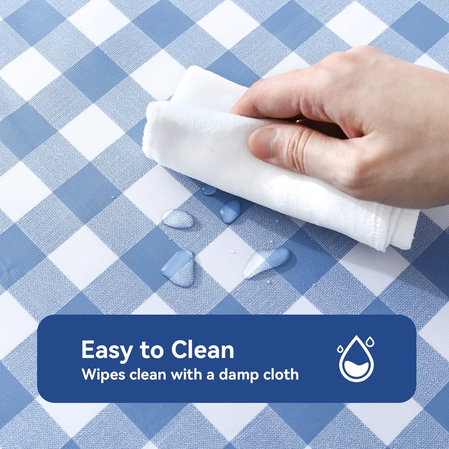 Romanstile Rectangle Vinyl Tablecloth, 100% Waterproof Buffalo Gingham Plastic Table Cloth, Heavy Duty Wipeable Checkere