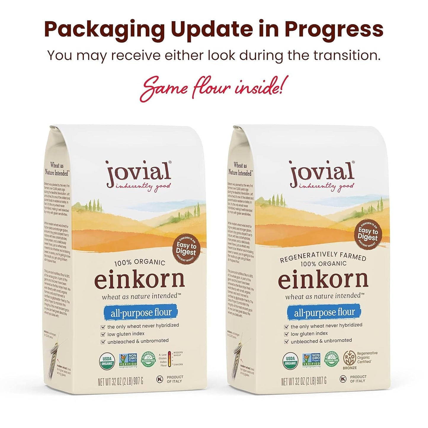 Jovial Organic Einkorn Unbleached All Purpose Flour, High Protein, 10 Lb