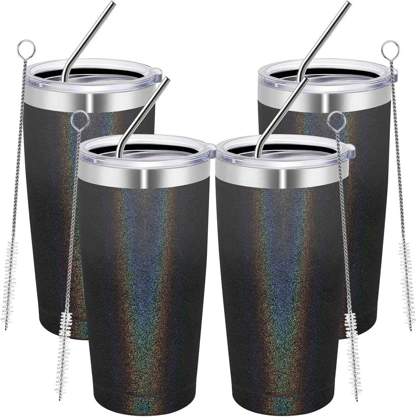 MEWAY 20oz Tumbler 4 Pack Double Wall Vacuum Insulated Travel Glitter Mug Bulk, Stainless Steel Tumb