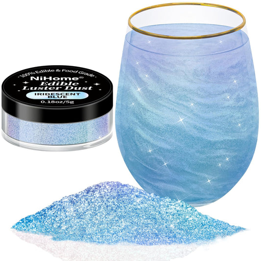 NiHome 0.18oz/5g Edible Food-Grade Glimmer Powder Glitter Luster Dust Metallic Food Decorating Sprinkle Dust for Drink Wine