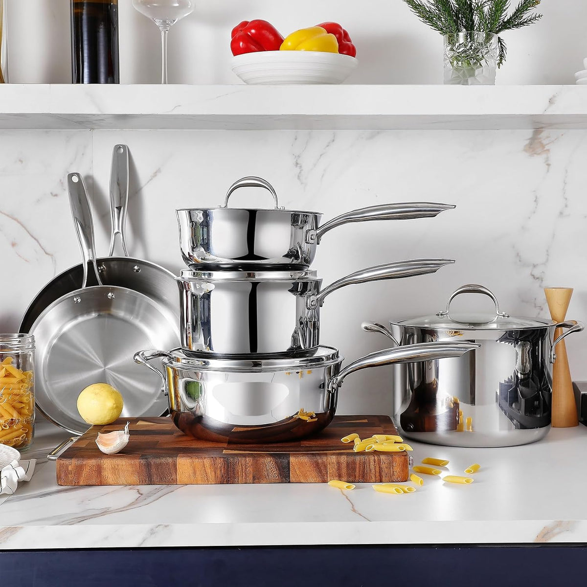 KEAWELL K3 Premium 2-Quart Tri-Ply Stainless Steel Saucepan with Lid, Induction & Oven Safe up to 600°F, Even Heating, Professional Cookware for All Stovetops (2-Qt)