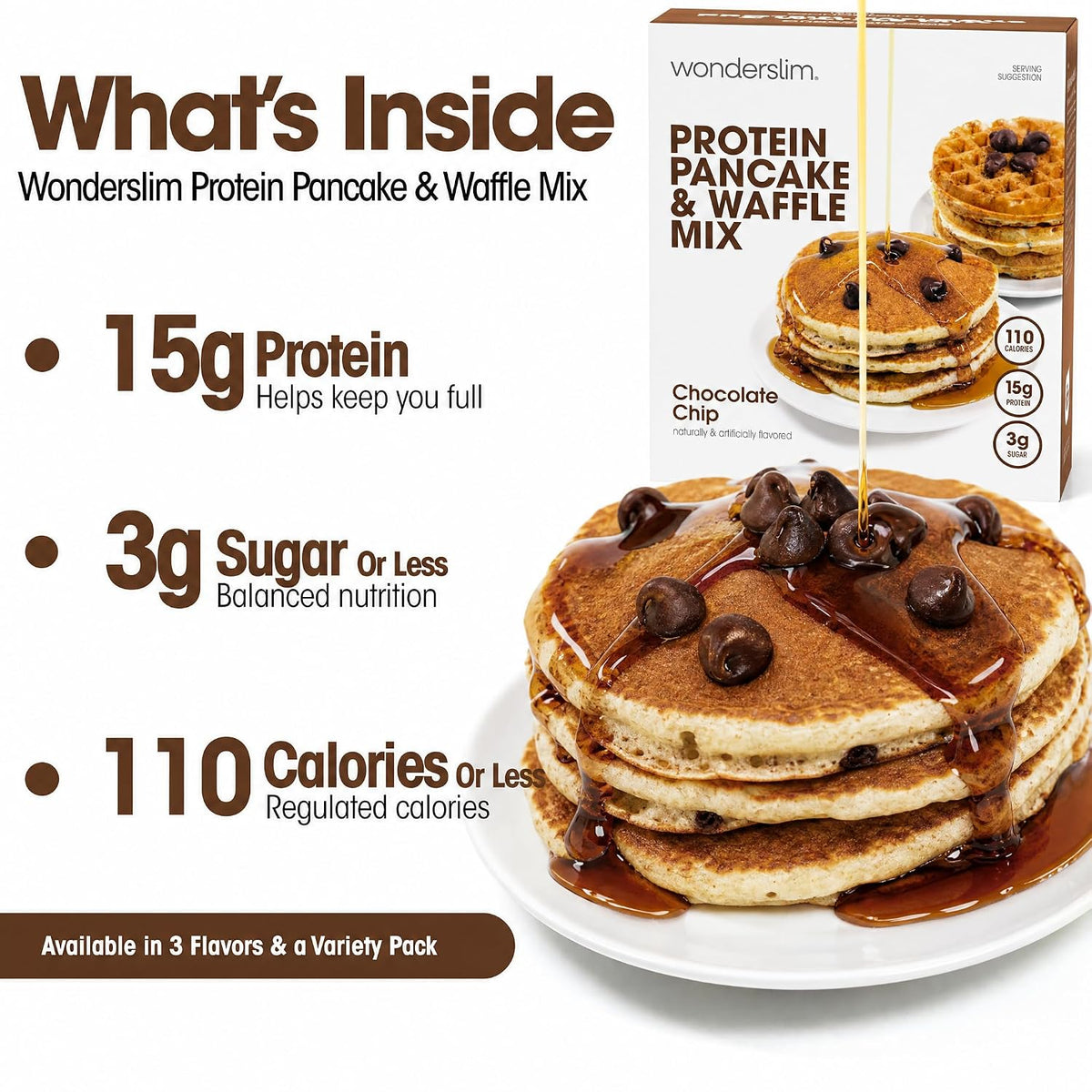 Wonderslim Protein Pancake &amp; Waffle Mix, Low Calorie, 7ct (Chocolate Chip)