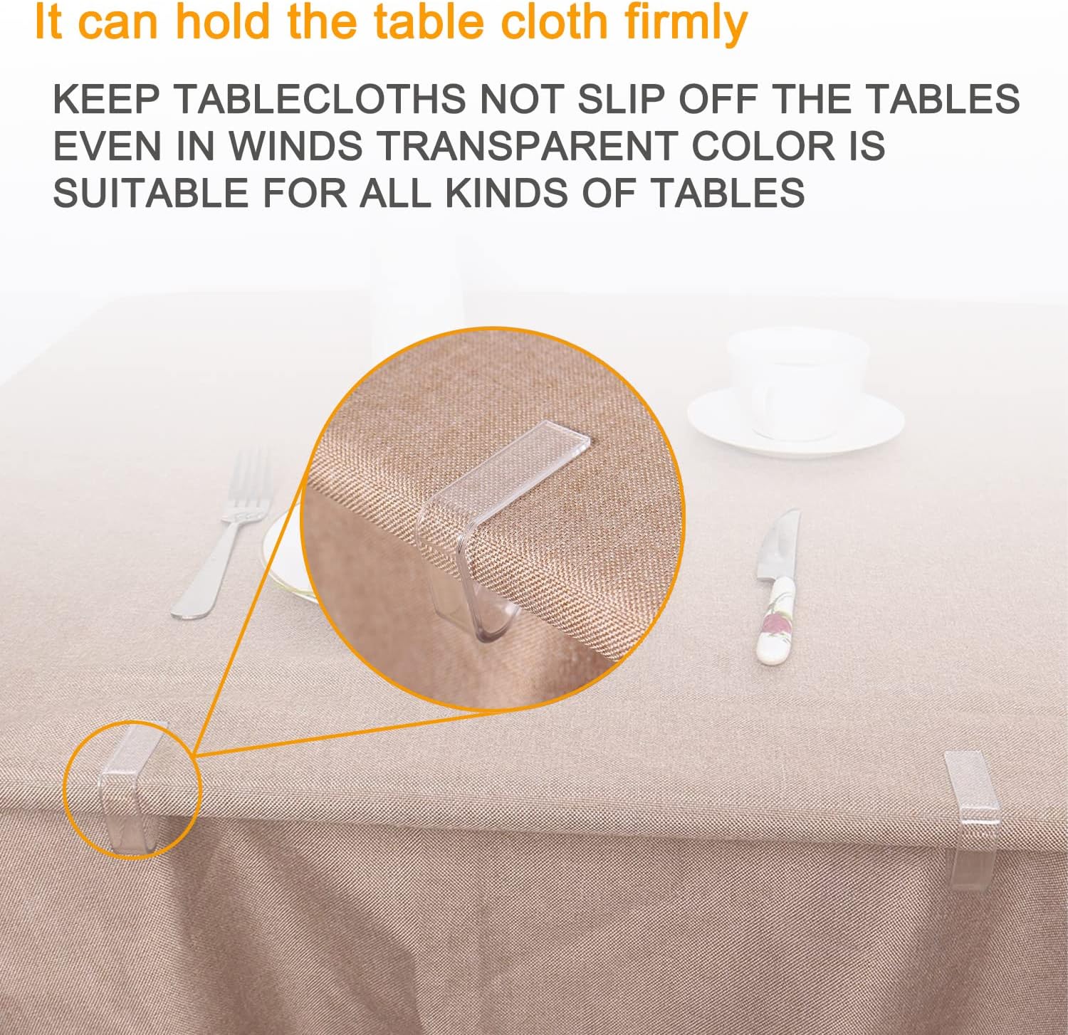 24 Pieces Transparent Clear Tablecloth Clips, Plastic Table Cloth Clips，Windproof Table Cover Holder Clamps，Table Cloth